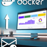 Computerbildschirm mit Docker-Software, die Datenvisualisierungen und Diagramme anzeigt.