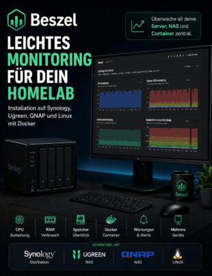 Beszel für dein Homelab: leichtes Monitoring mit CPU-, RAM- und Speicher-Auslastung. Überblick über Server, NAS und Container mit Docker.