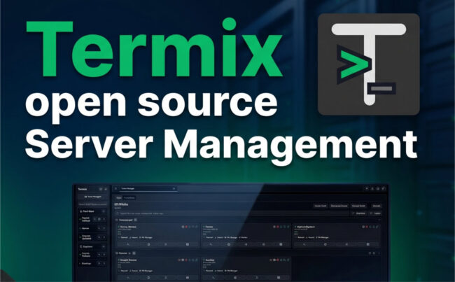 Termix Open Source Server Management mit grünem Interface-Design und dunkler Oberfläche, Terminal-Icon und Web-UI für Synology NAS & UGREEN NAS, Docker